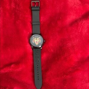 Gucci Black Watch with Red and Gold Accents